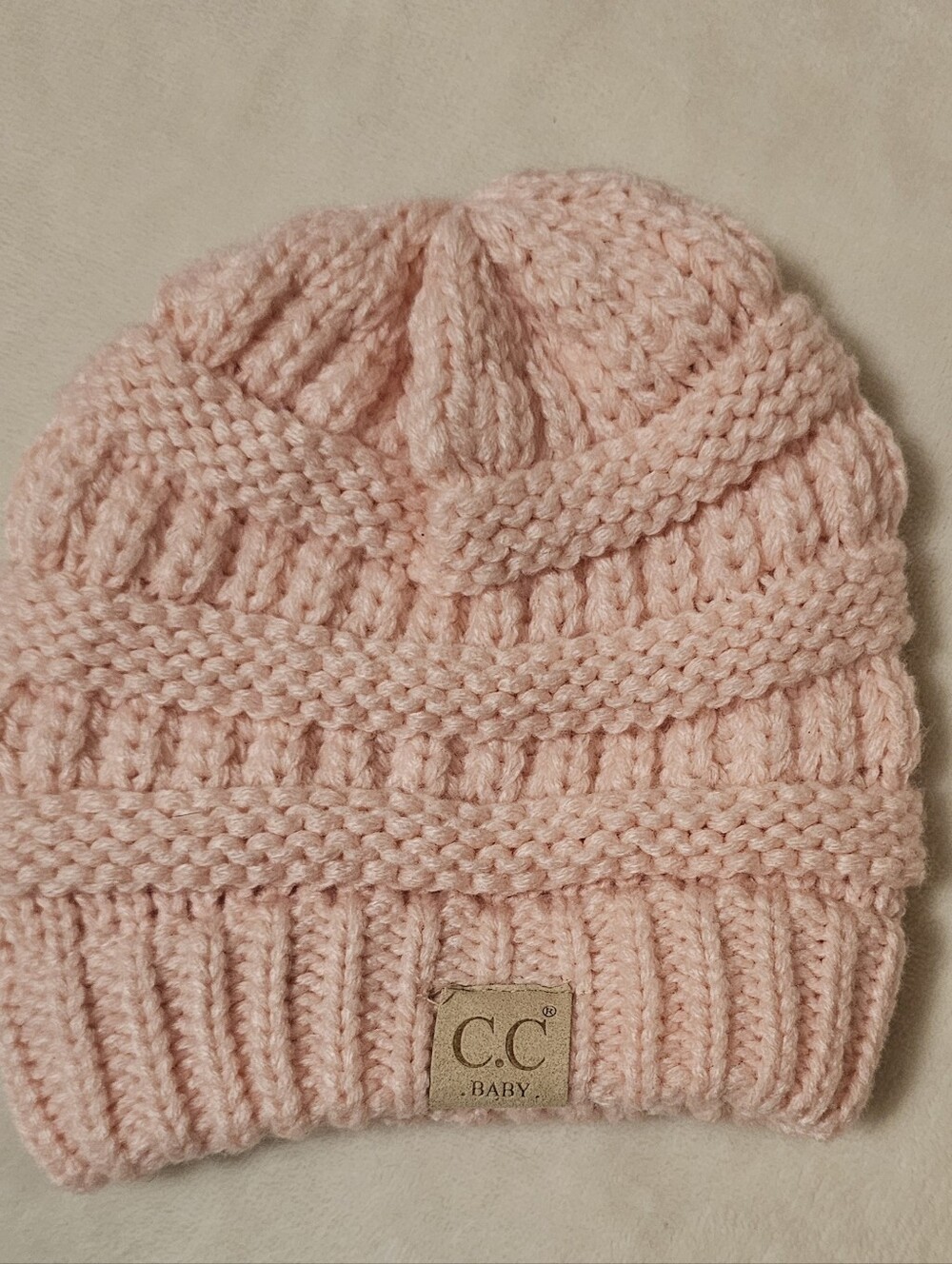 C.C. Baby Pink Knit Beanie Hat – Cozy Winter Baby Hat